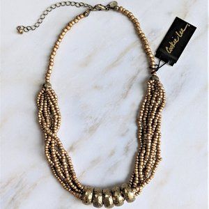 Cookie Lee Gold Bronze Sliding Hammered Disc Bead Necklace